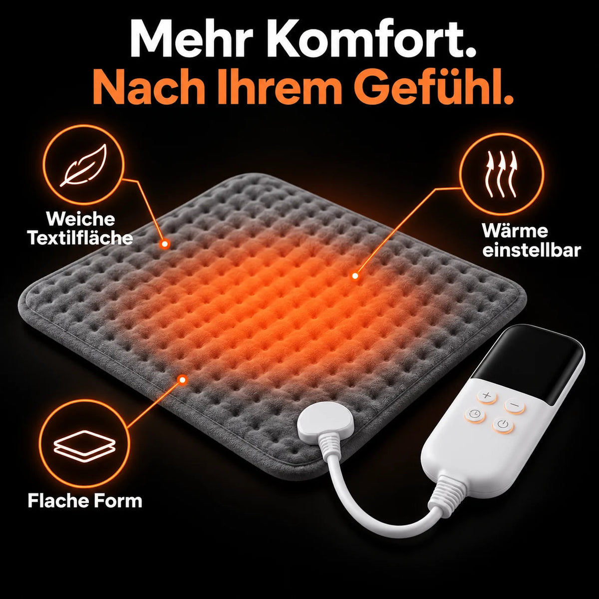 やわらかな表面とフラットな形状の電気ヒーターパッド
