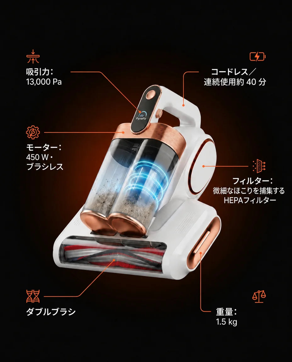 マットレス・ソファ・布張り家具用ダニクリーナー – 強力な吸引力で布製品のほこりを吸引、商品画像7