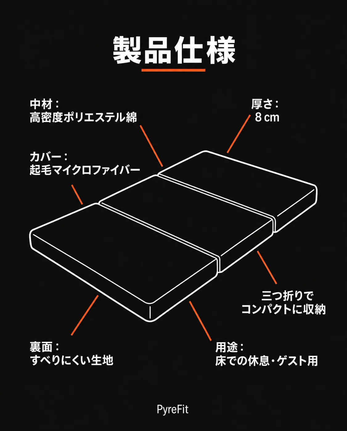 来客用・ヨガ用折りたたみマットレス｜収納しやすいクッション入りフロアマット、商品画像10