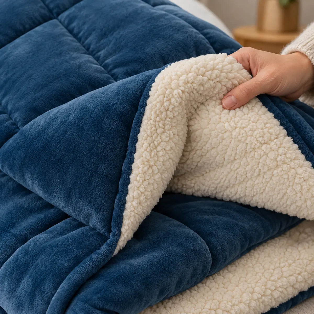 Wendbare Fleece-Kuscheldecke – Material und Bedienung