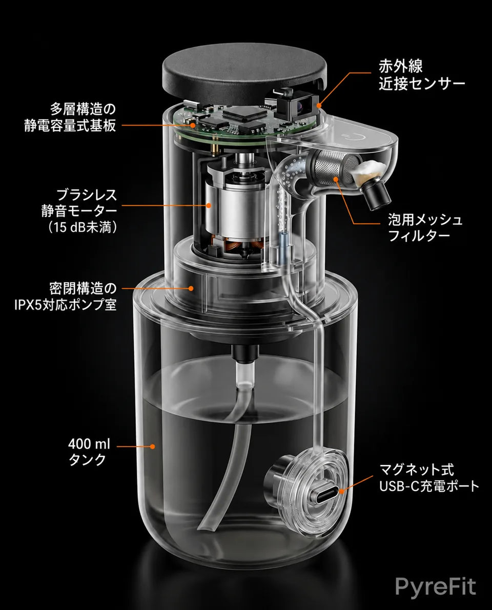センサー式自動ソープディスペンサー – 非接触で泡を吐出、USB充電式、商品画像14