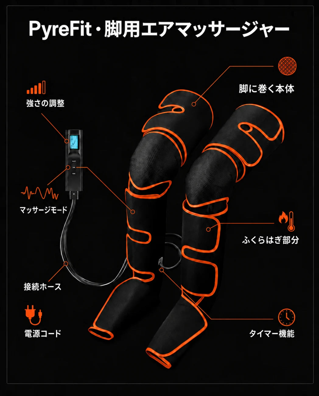 空気圧式レッグマッサージャー – 長い一日の後の疲れた脚とふくらはぎをリラックス、商品画像8