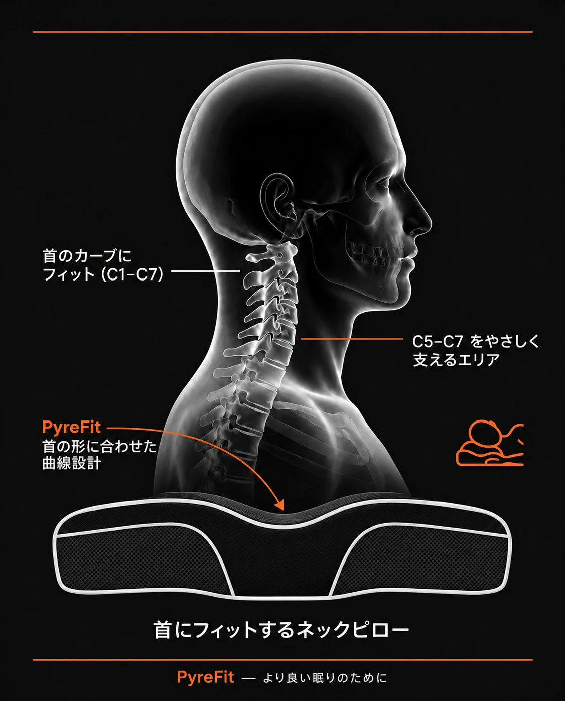 高さ2段階のメモリーフォーム枕｜快適な睡眠のための人間工学設計ネックサポート、商品画像7