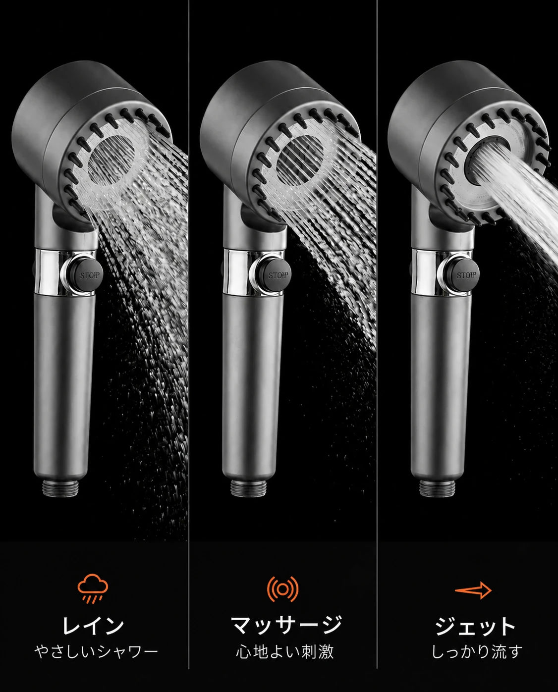 硬水向けフィルター付きシャワーヘッド—高水圧、工具不要で取り付け、商品画像7