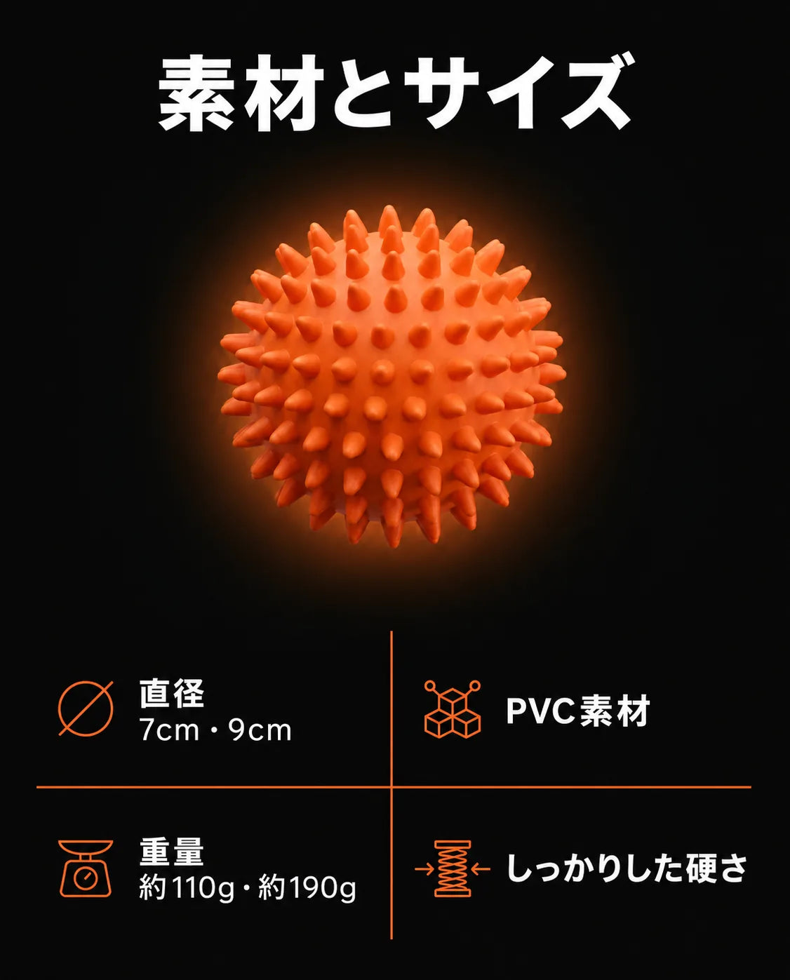 突起付きマッサージボール – 足、背中、肩にピンポイントの圧力、商品画像8