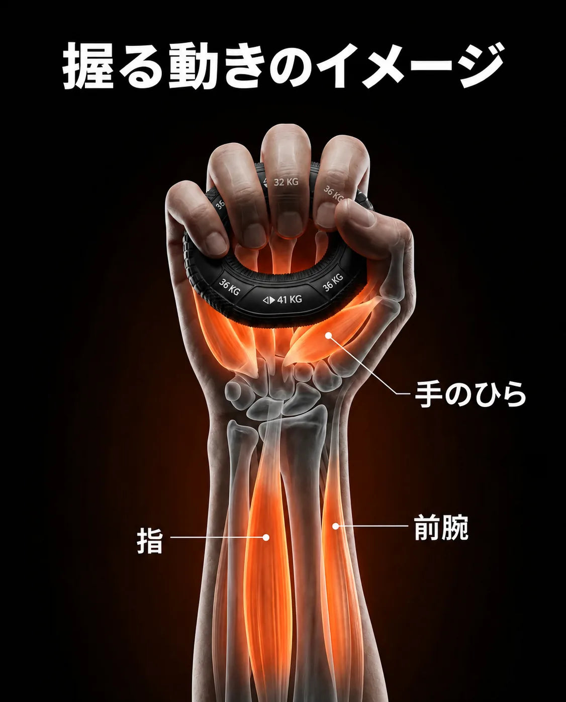 シリコン製ハンドトレーナー – 手、手首、前腕用グリップリング、商品画像13
