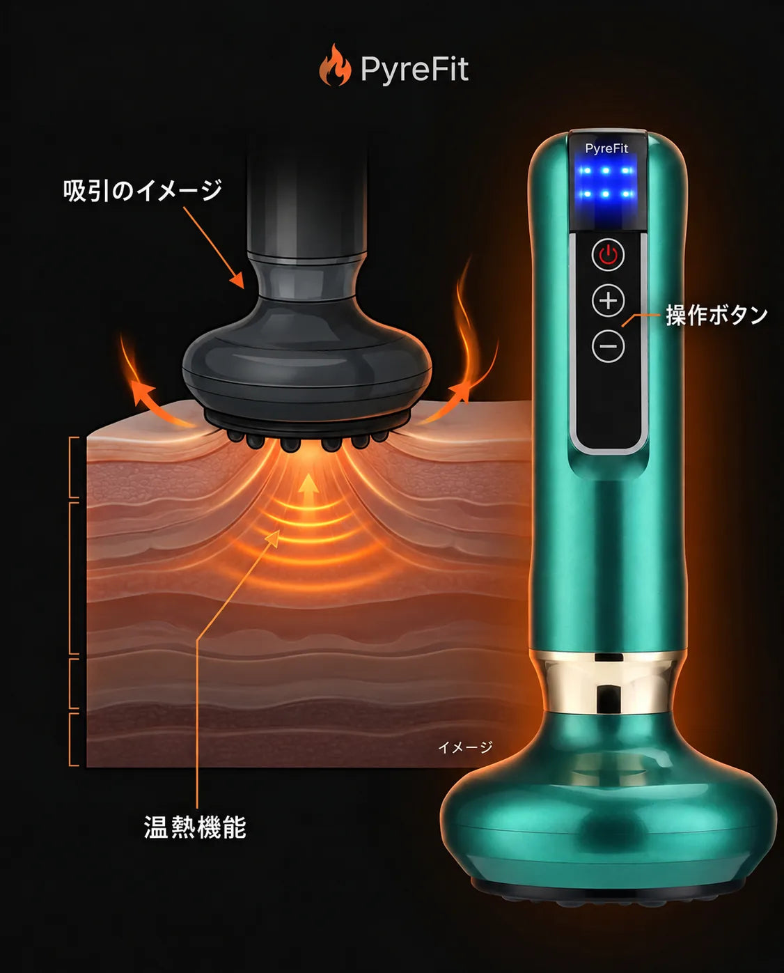 温熱機能付きカッピング器｜吸引ヘッドの模式図