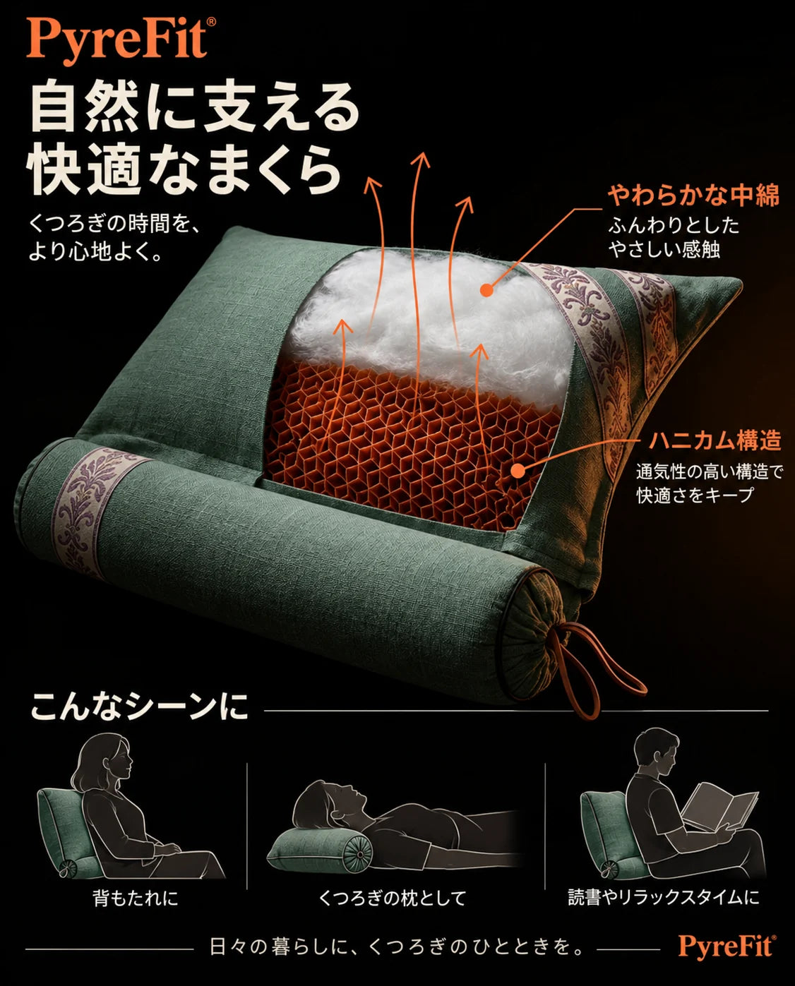 取り外し可能なネックロール付きネックサポート枕｜仰向け寝・横向き寝用枕、商品画像13