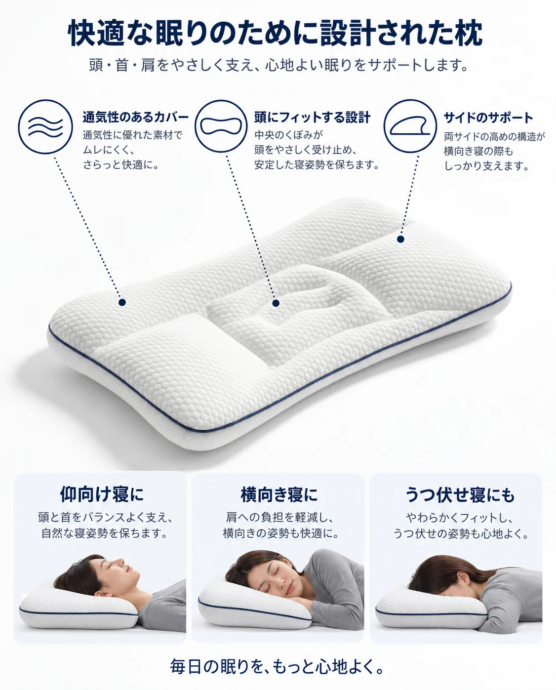 人間工学設計のベビー枕 – 昼寝や外出時に使える優しいサポート、商品画像1