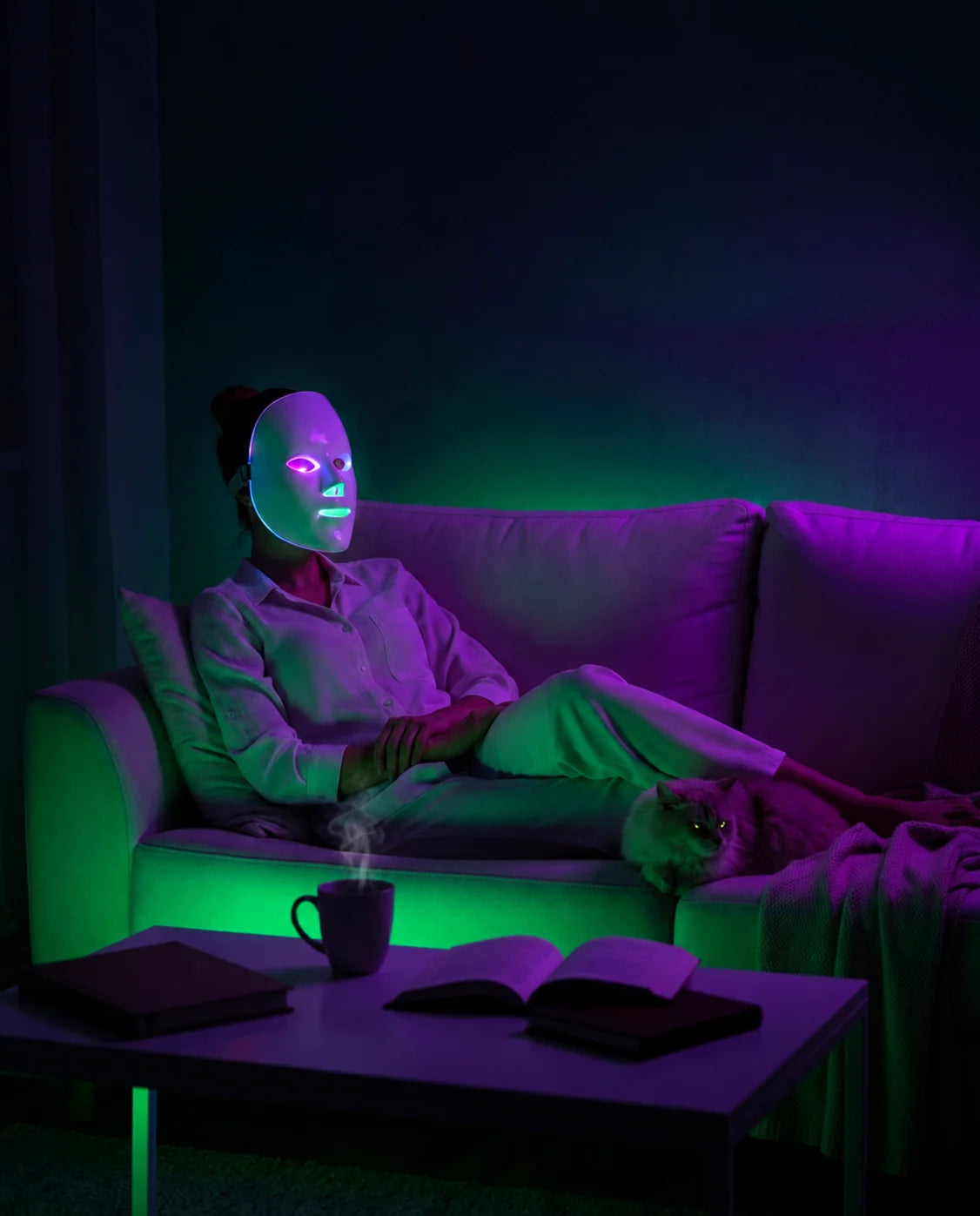 自宅用LEDフェイスマスク｜夜の落ち着いたスキンケアに使える複数の光モード、商品画像7