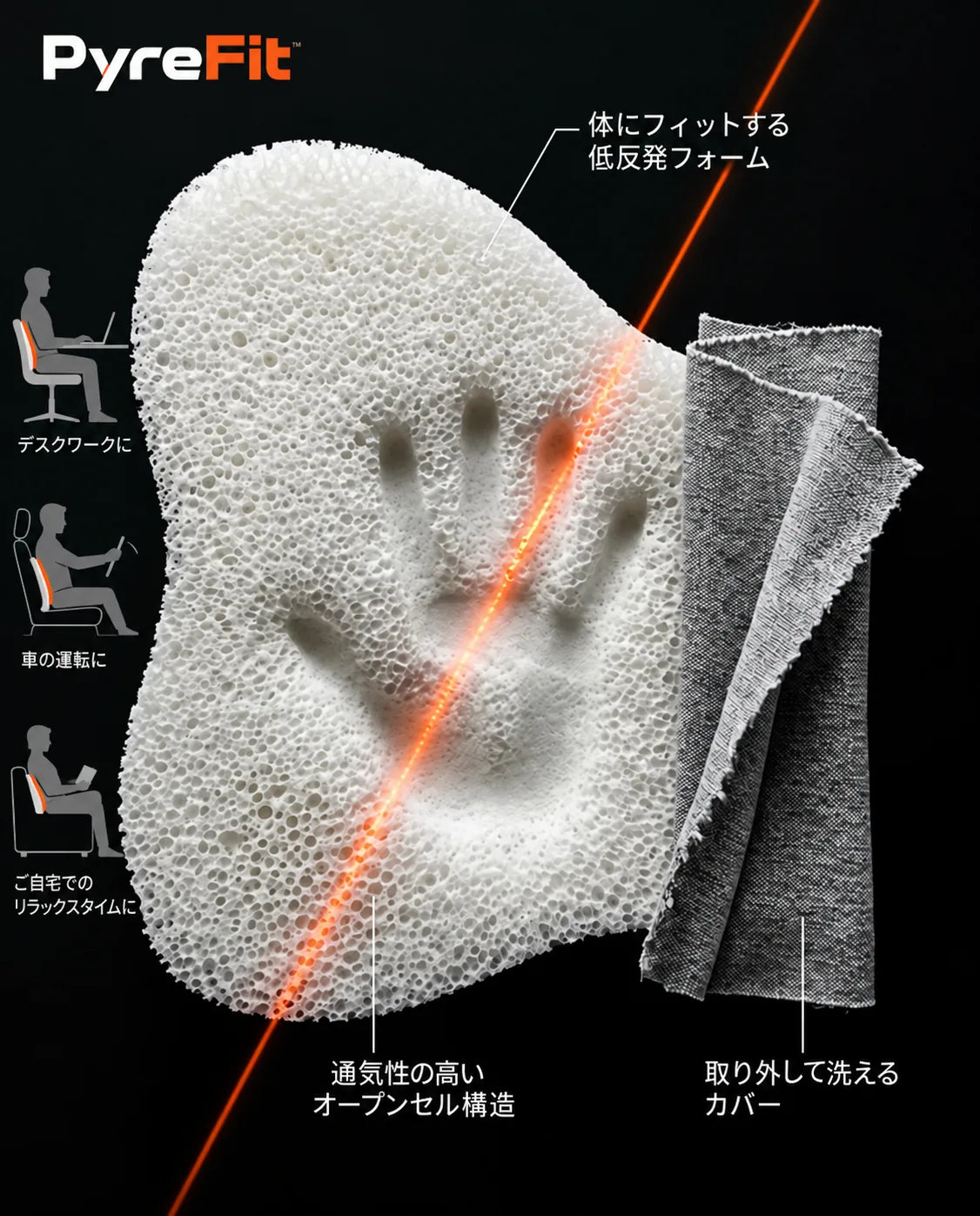 横向き寝用メモリーフォーム膝枕｜腰と背骨を一直線に保つ、商品画像12