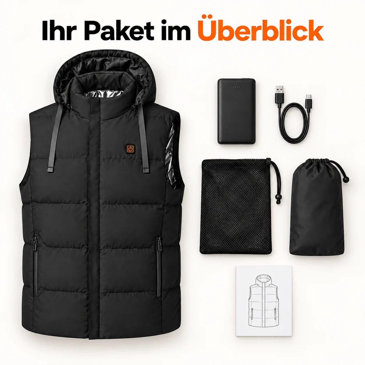 PyreFit Horizonor – Beheizbare Unisex-Weste mit Kapuze