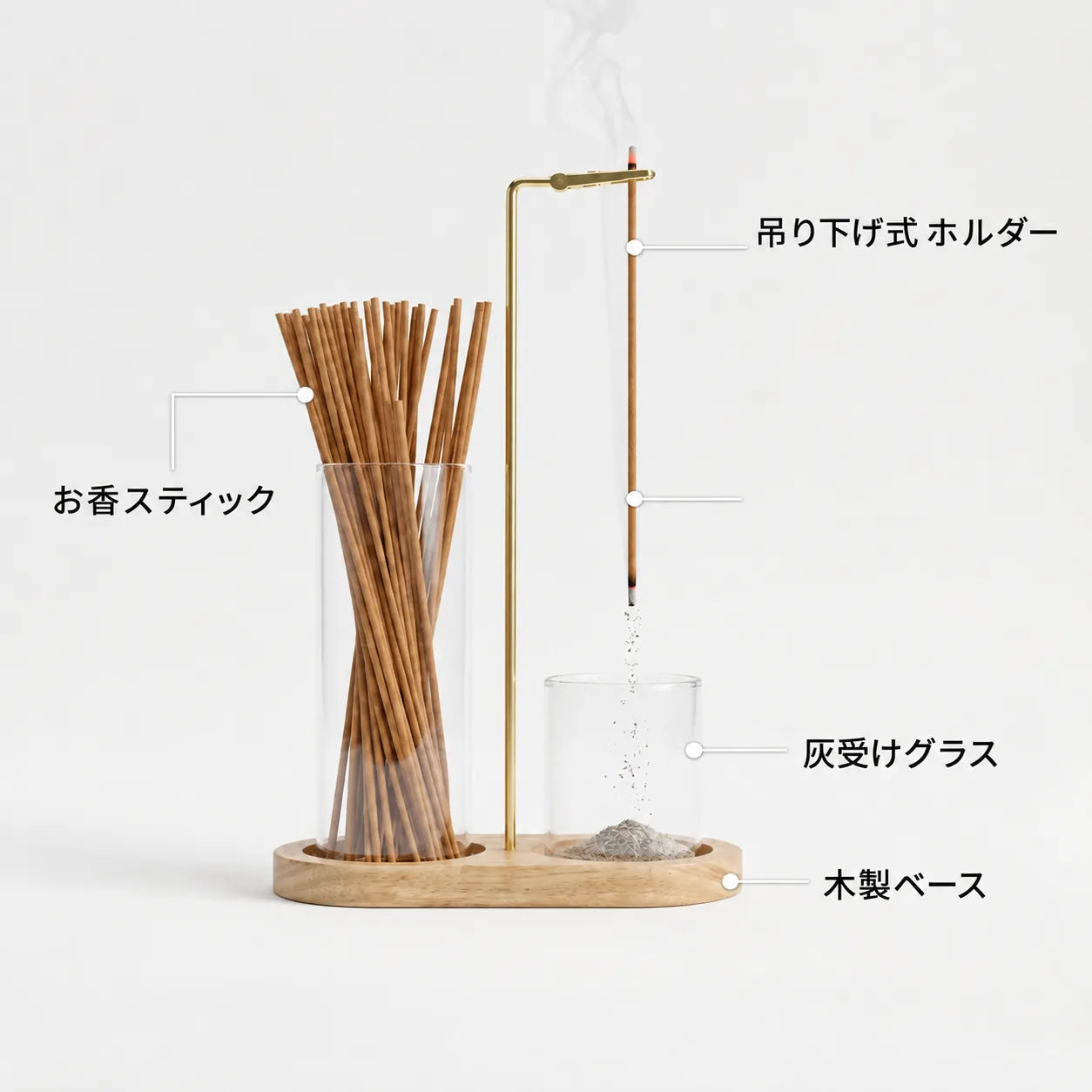 灰を受け止め、散らかりを抑える機能