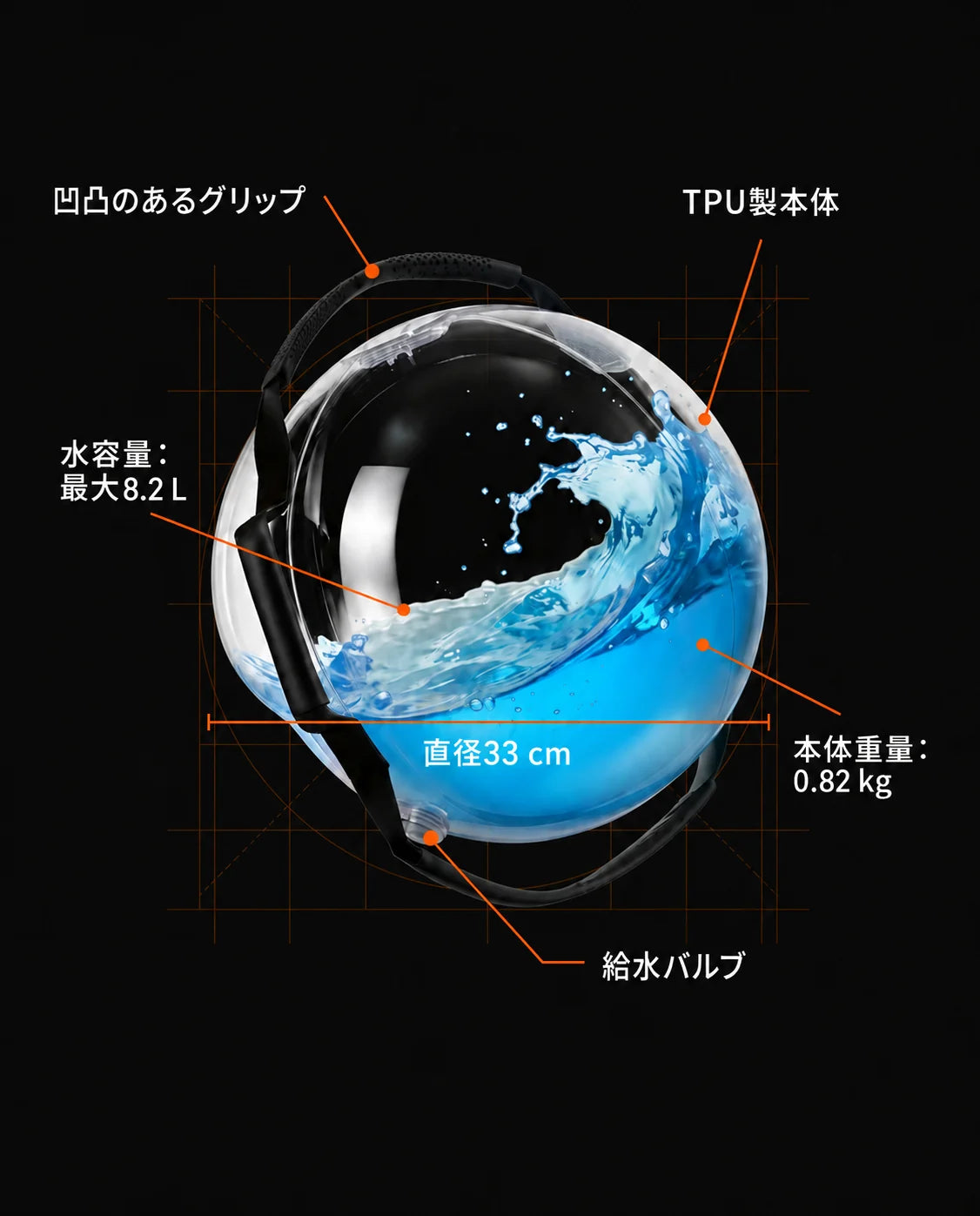 水入りトレーニングボール – 体幹トレーニング、バランス運動、機能的なワークアウト、商品画像8