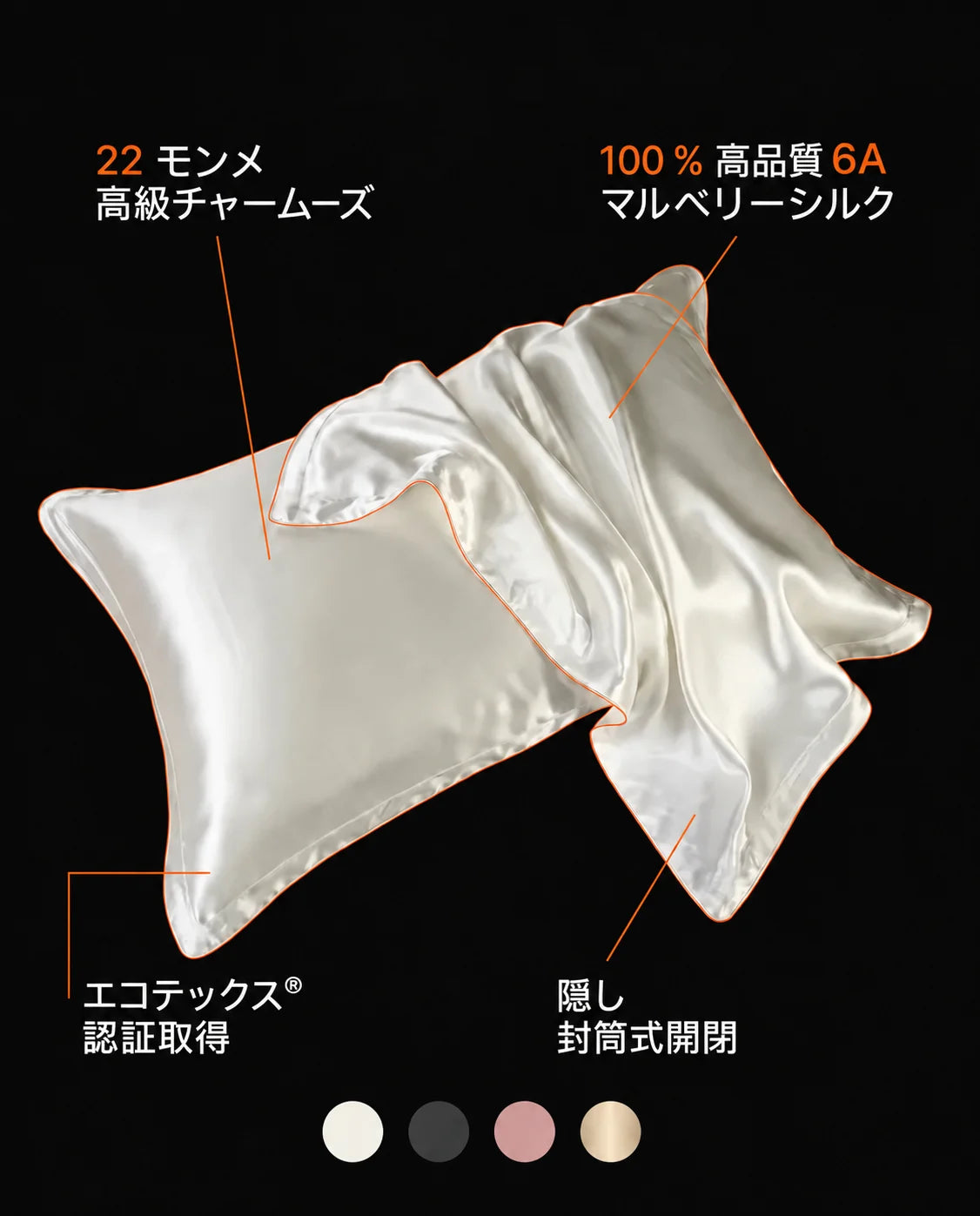 マルベリーシルク枕カバー – 髪と肌にやさしく、眠るときもひんやり、商品画像10