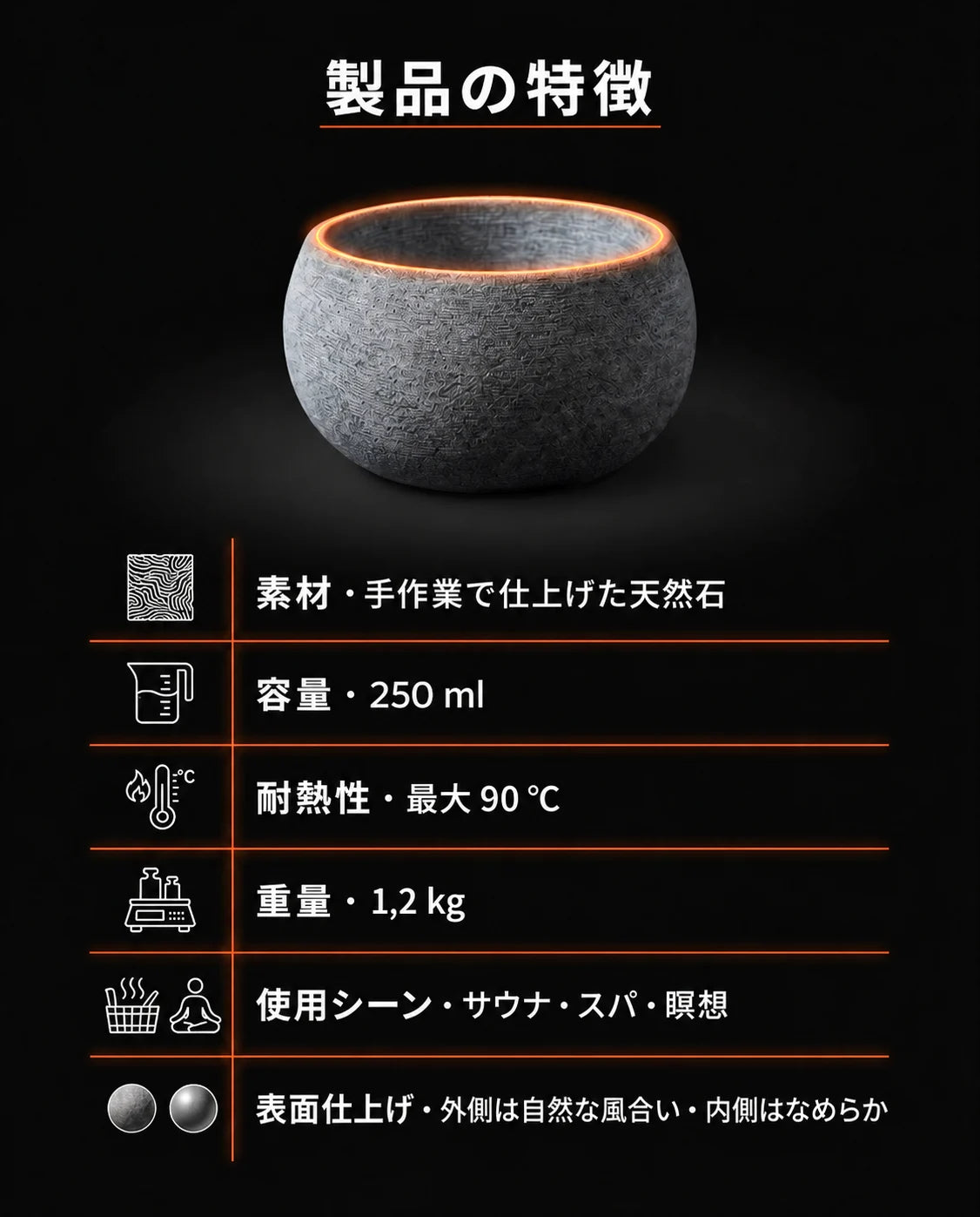 サウナ用天然石アロマボウル—エッセンシャルオイルやロウリュ用、商品画像10
