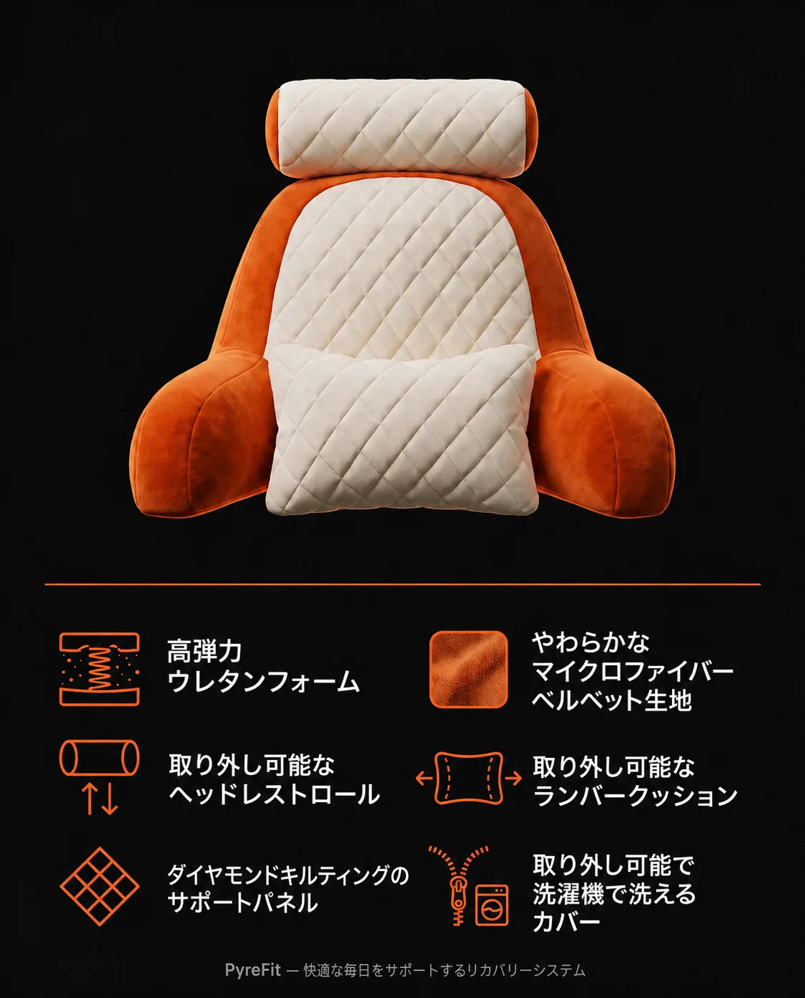頭部・腰部サポート付き読書クッション – 読書やゲーム時に上体を起こして支える、商品画像11