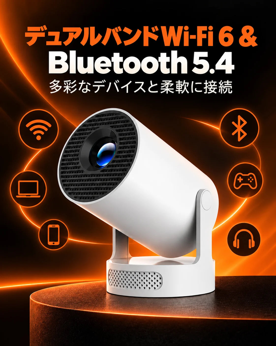 ミニプロジェクター – Wi-Fi 6とBluetooth 5.4